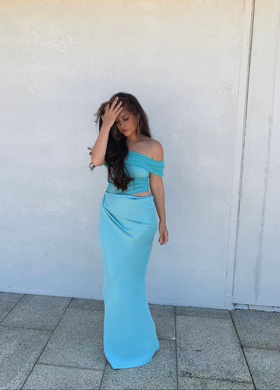 Benni Nico off shoulder Maxi dress - Aquamarine