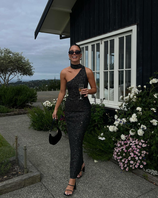 Asta Resort Jennifer Dress - Charcoal Sequin