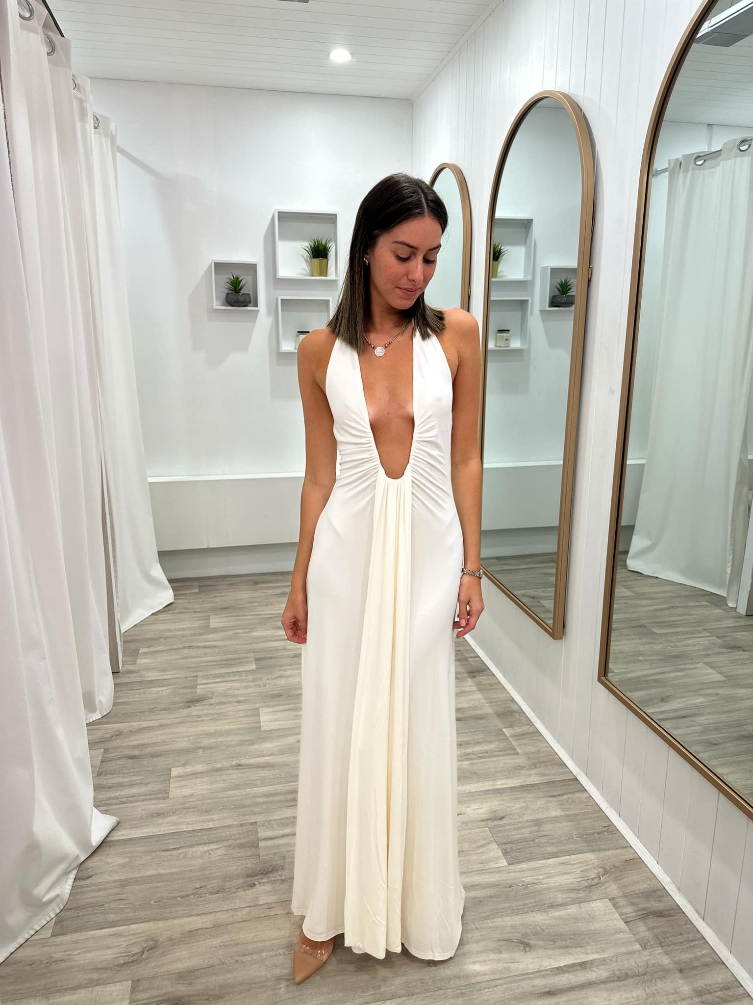 Misha Jennifer Cupro Maxi Dress Ivory 1nightrent