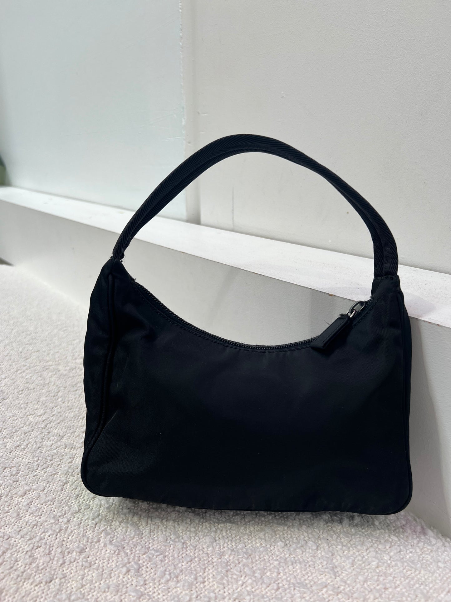 Prada Black Nylon Shoulder Hobo Bag