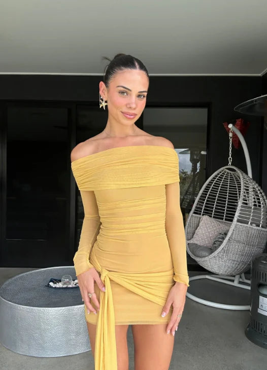 Benni Yasmin Off Shoulder mini - Mustard